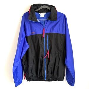Columbia | Men's Blue Black Red Full Zip Up Windbreaker Jacket Size L Tall
